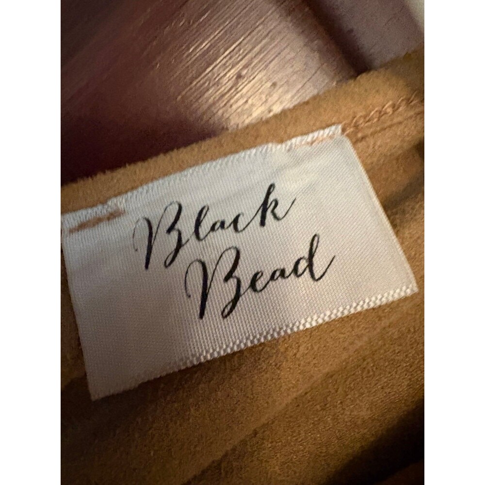 Black Bead Boho Cutout Handkerchief Hem Dress Women’s Small Feather Print - Picture 2 of 8